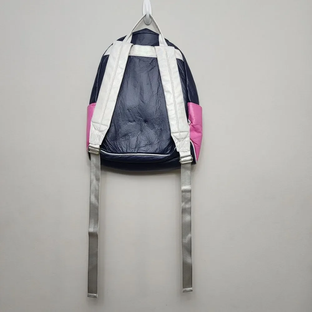 Danbar Scool Daze Pink Blue Backpack‎ Faux Leather Feel.